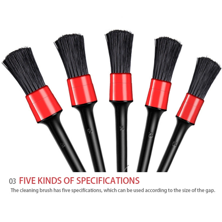 5 Pcs Car Detailing Brush Cleaning Natural Boar Hair Brushes Auto Detail Tools Products Wheels Dashboard