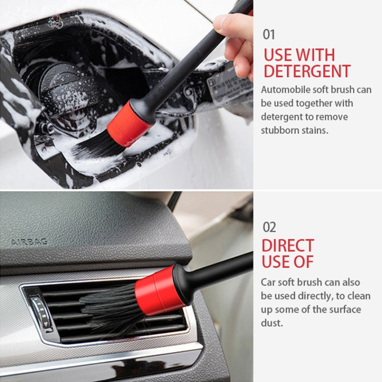 5 Pcs Car Detailing Brush Cleaning Natural Boar Hair Brushes Auto Detail Tools Products Wheels Dashboard