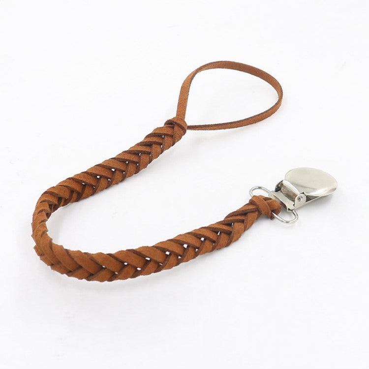 3 PCS Baby Pacifier Chain Leather Woven Anti-off Chain