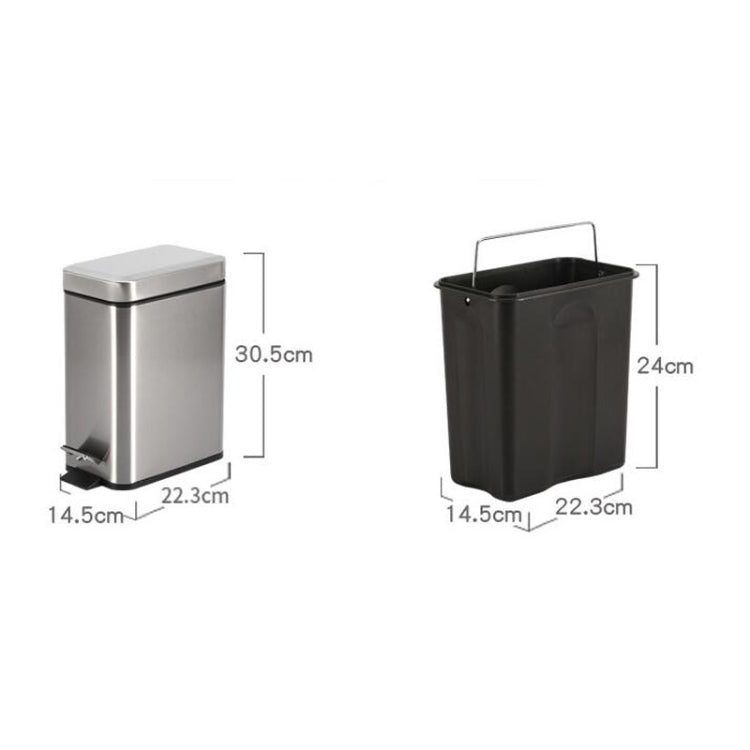 Household Stainless Steel Foot Pedal Small Rectangular Trash Can