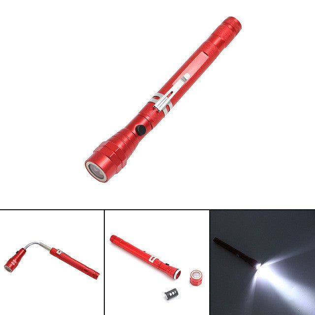 2 PCS 1W Flexible Magnet Camping Fishing Telescopic 360 Degrees Head Flashlight Outdoor Torch Magnetic Pick Up Tool Lamp