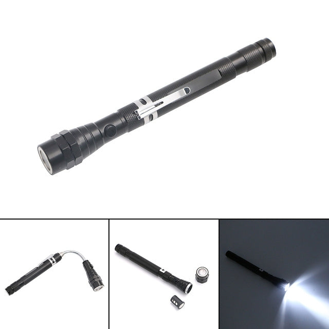 2 PCS 1W Flexible Magnet Camping Fishing Telescopic 360 Degrees Head Flashlight Outdoor Torch Magnetic Pick Up Tool Lamp