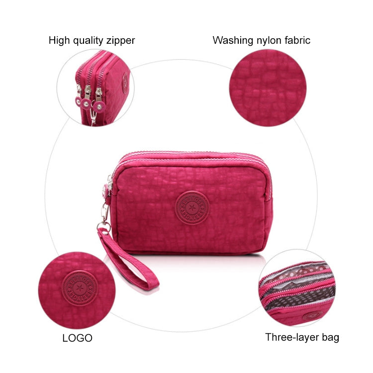 Three-Layer Zipper Short for Ladies Change Mobile Bag