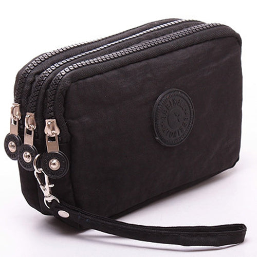 Three-Layer Zipper Short for Ladies Change Mobile Bag