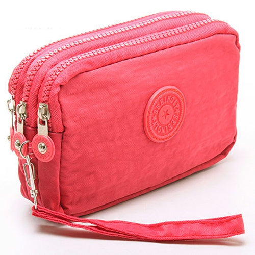 Three-Layer Zipper Short for Ladies Change Mobile Bag