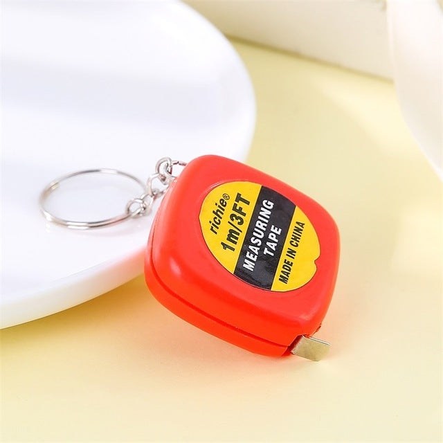 4 PCS Portable Easy to Retract Square Small Tape Measure Key Ring Pendant