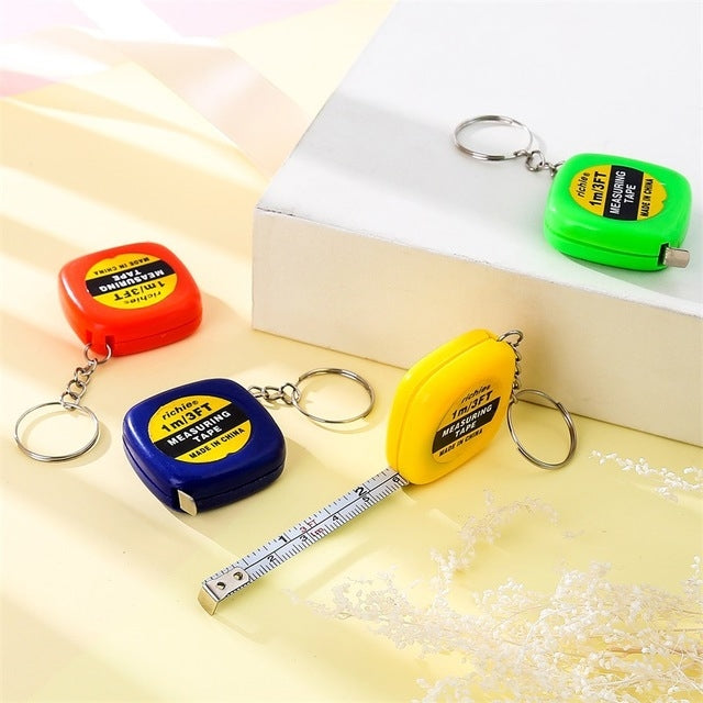4 PCS Portable Easy to Retract Square Small Tape Measure Key Ring Pendant