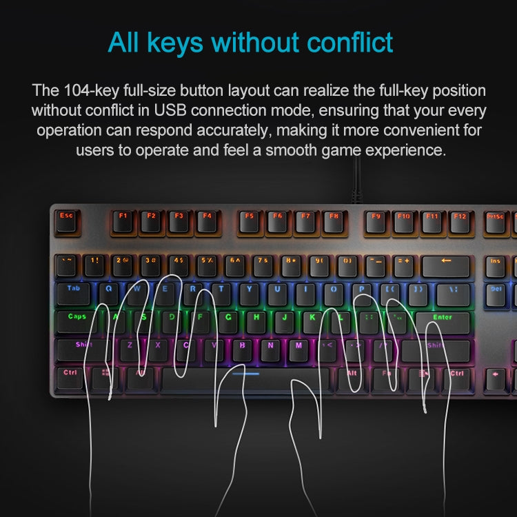 Rapoo V500 PRO Mixed Light 104 Keys Desktop Laptop Computer Game Esports Office Home Typing Wired Mechanical Keyboard