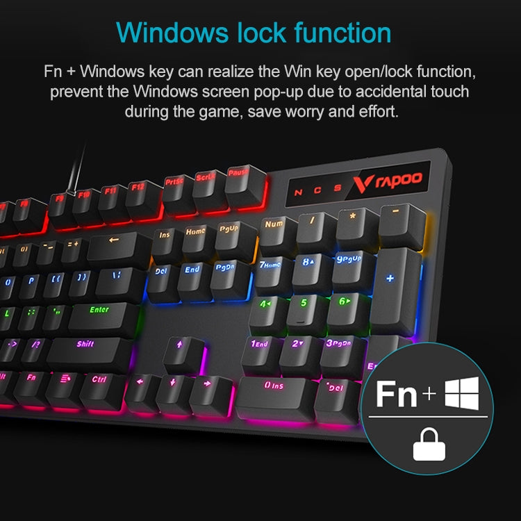 Rapoo V500 PRO Mixed Light 104 Keys Desktop Laptop Computer Game Esports Office Home Typing Wired Mechanical Keyboard
