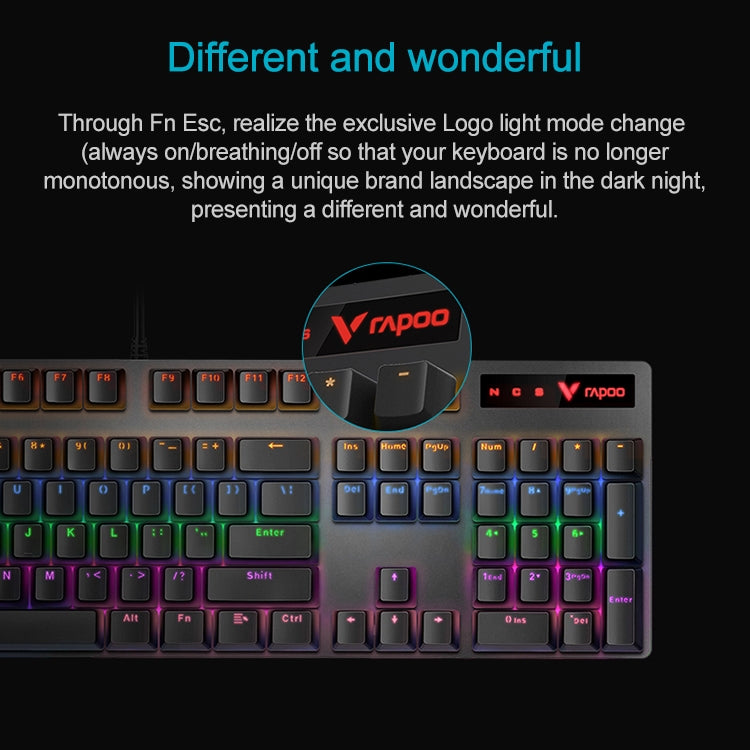 Rapoo V500 PRO Mixed Light 104 Keys Desktop Laptop Computer Game Esports Office Home Typing Wired Mechanical Keyboard