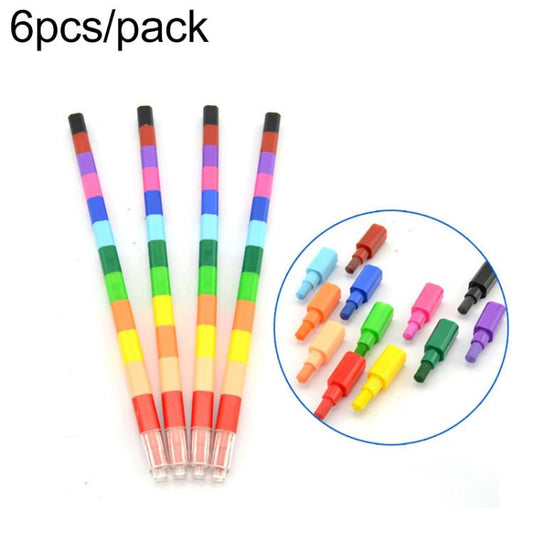 6pcs Creative Building Blocks Crayons Children 12 Colors Drawing Educational Toys, 6pcs 12 Colors Drawing Toys