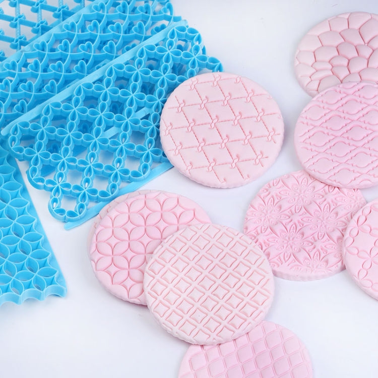 2 PCS Cake Fondant Tool Heart Shaped Diamond Texture Plaid Overpass Quyi Seal Printing Mould