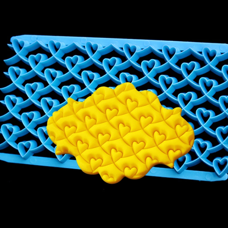 2 PCS Cake Fondant Tool Heart Shaped Diamond Texture Plaid Overpass Quyi Seal Printing Mould