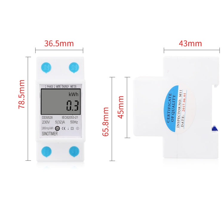 DDS528 5-32A 230V 50Hz Single-phase Household DIN Rail Electronic Multi-function Energy Meter