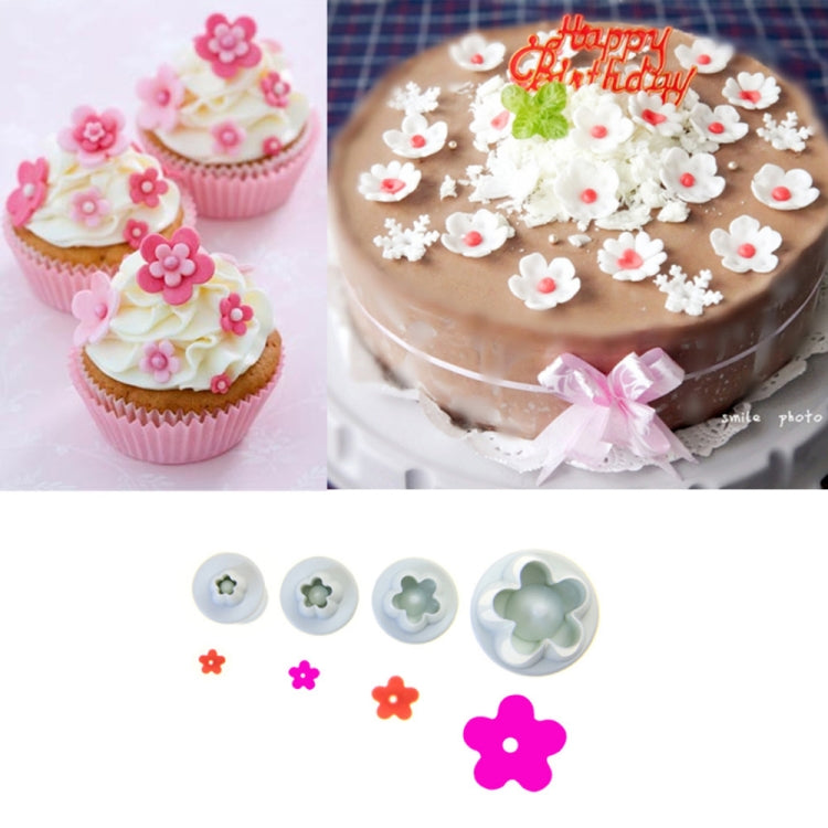 4pcs / Set Plum Fondant Cake Spring Print Stamper Baking Biscuit Mould