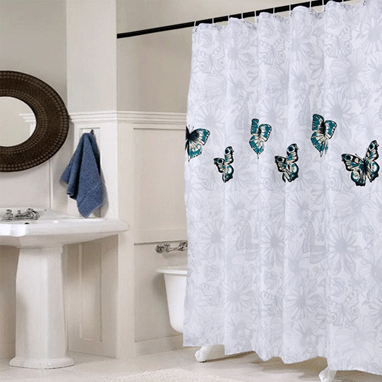 Butterfly Waterproof Polyester Shower Washable Bathroom Curtains