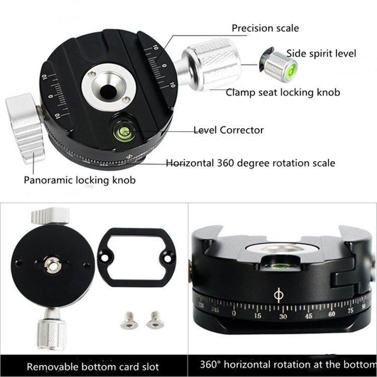 BENXIN QJ07 Panoramic Clip Holder 360 Degree Rotating Pan/tilt Tripod SLR Camera Quick Mounting Plate Panoramic Clip Holder