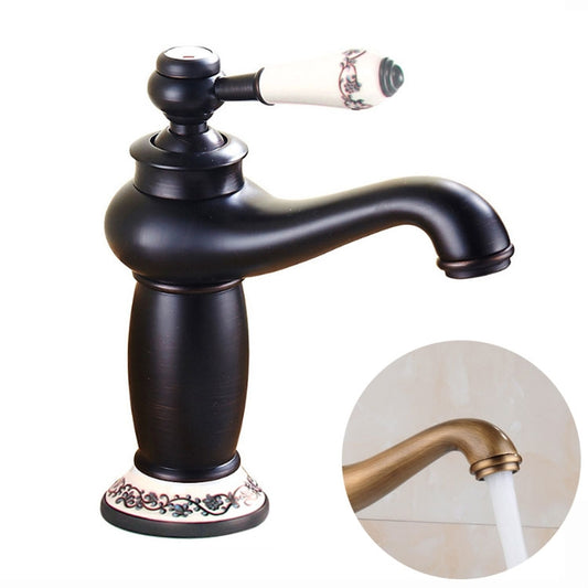 Copper Antique Hot Cold Double Blue White Porcelain Faucet