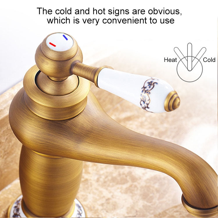 Copper Antique Hot Cold Double Blue White Porcelain Faucet