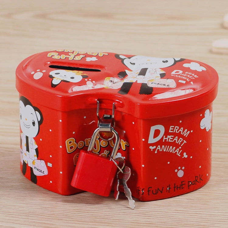 4 PCS Double Heart Cartoon Iron Creative Children Piggy Bank