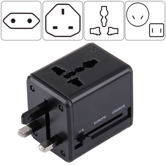 World-Wide Universal Travel Concealable Plugs Adapter with & Built-in Dual USB Ports Charger for US, UK, AU, EU
