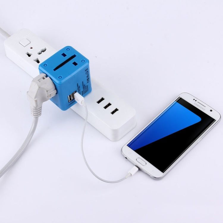 World-Wide Universal Travel Concealable Plugs Adapter with & Built-in Dual USB Ports Charger for US, UK, AU, EU