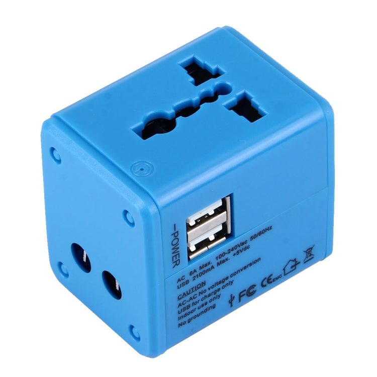 World-Wide Universal Travel Concealable Plugs Adapter with & Built-in Dual USB Ports Charger for US, UK, AU, EU