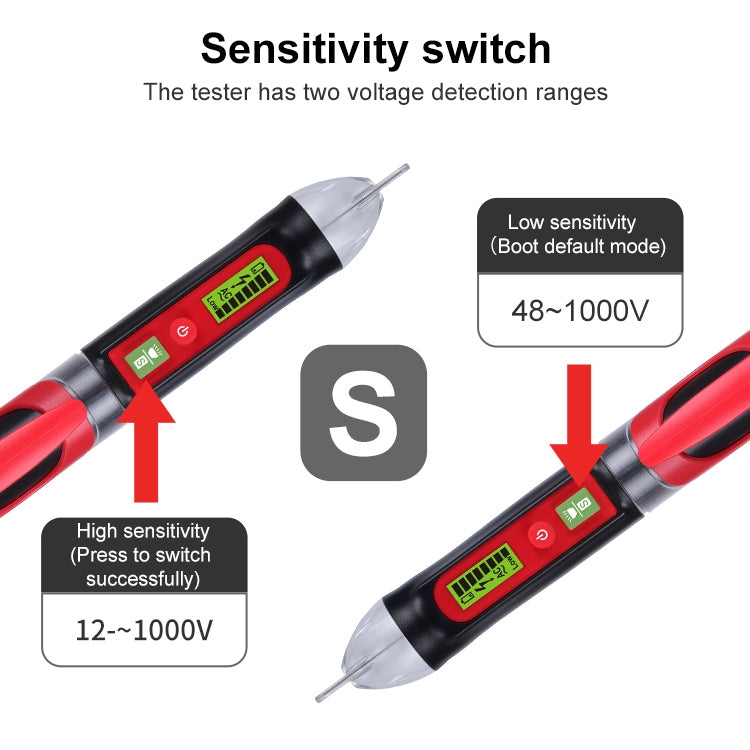 WINTACT WT3010  LED AC Voltage Tester Non-Contact Detector Pen 12-1000V AC Voltage Detector