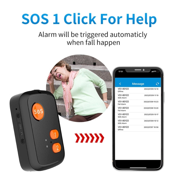 V51 B Style IP67 Waterproof 4G LTE 3G 2G GSM Elderly SOS Button Emergency Alarm GPS Tracker For North America/South America
