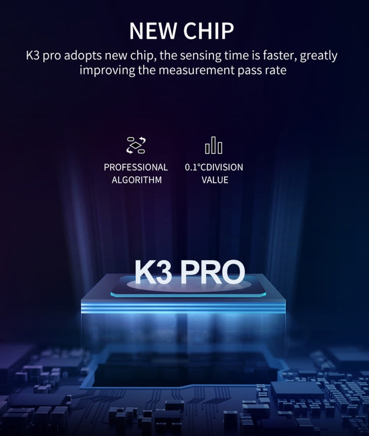 K3 Pro Handsfree Non-contact Forehead Body Light-sensitive Distance Sensor Infrared Thermometer, 2.8 inch LCD Display Screen