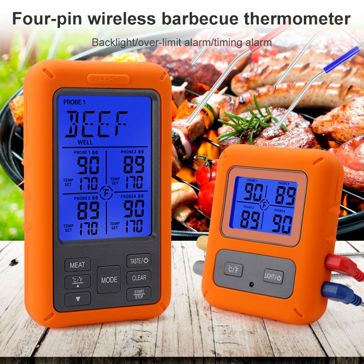 TS-TP40-B Kitchen Food Wireless Four Probe Thermometer, Probe is Non-waterproof