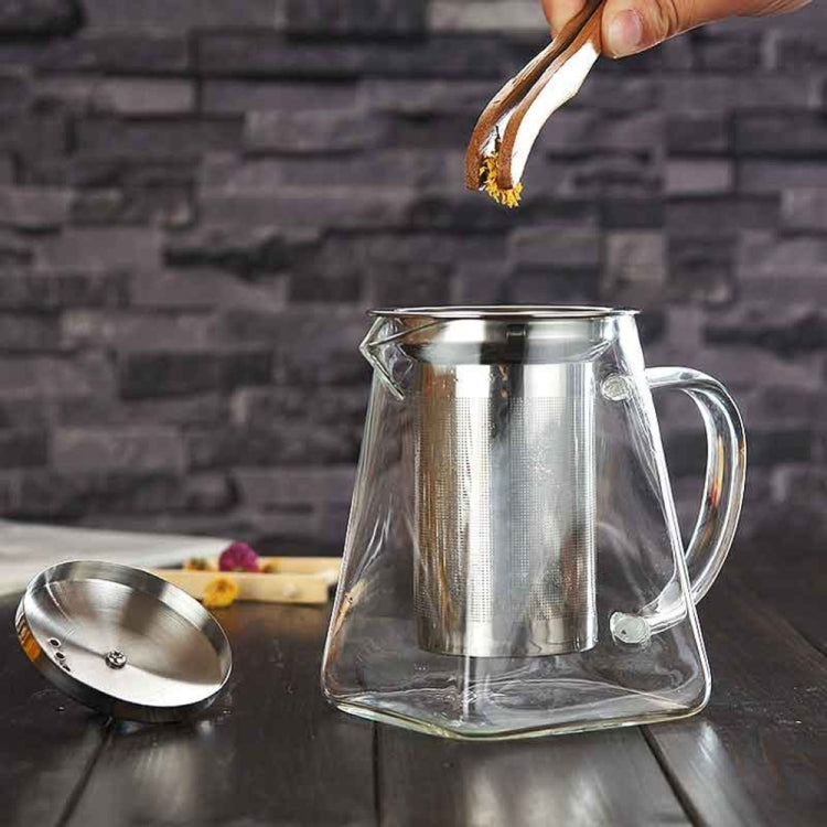 Stainless Steel Clear Heat Resistant Glass Filter Tea Pot, Capacity: 950ml