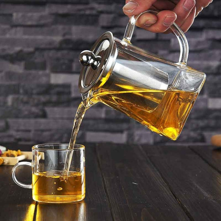 Stainless Steel Clear Heat Resistant Glass Filter Tea Pot, Capacity: 950ml