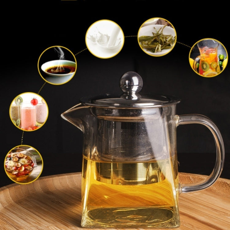 Stainless Steel Clear Heat Resistant Glass Filter Tea Pot, Capacity: 950ml