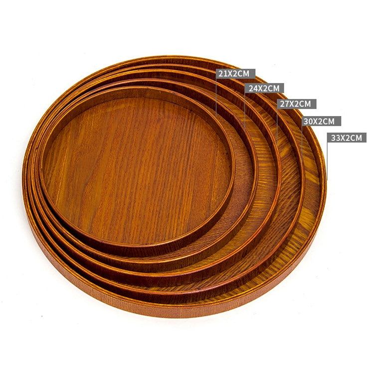 Creative Round Solid Wood Tea Tray Hotel Wooden Tay Storage Tray, Diameter: 37.5cm