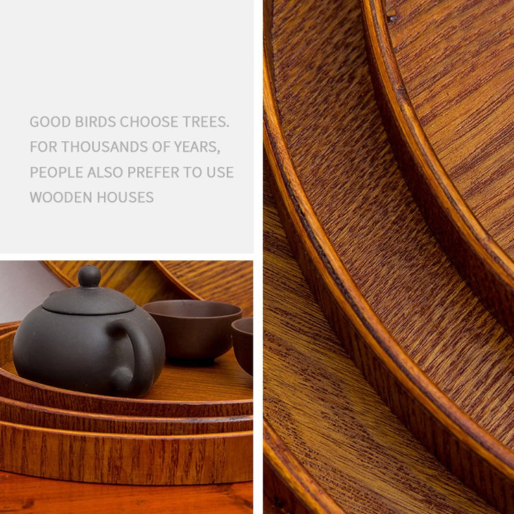 Creative Round Solid Wood Tea Tray Hotel Wooden Tay Storage Tray, Diameter: 37.5cm