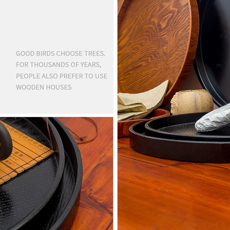 Creative Round Solid Wood Tea Tray Hotel Wooden Tay Storage Tray, Diameter: 30cm