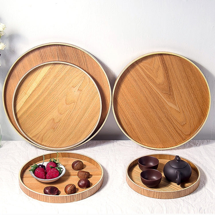 Creative Round Solid Wood Tea Tray Hotel Wooden Tay Storage Tray, Diameter: 37.5cm