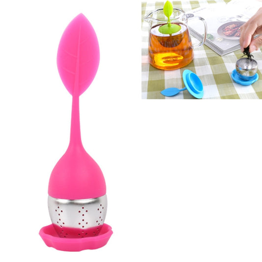 Stainless Steel Leaf Shape Silicone Tea Bag Tea Strainers, Rose Red, Baby Blue