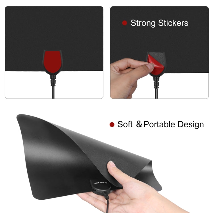 Ultra-thin Indoor HD Digital TV Antenna with 50 Miles Long Range Amplifier