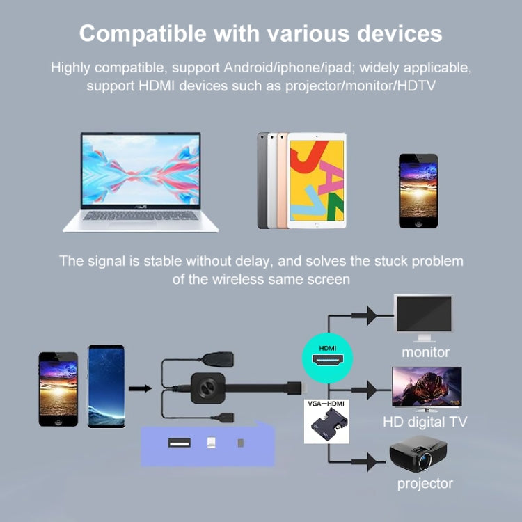 W13 2.4G Wireless WiFi Display Dongle Receiver AirPlay Box Miracast DLNA 1080P HD TV Stick
