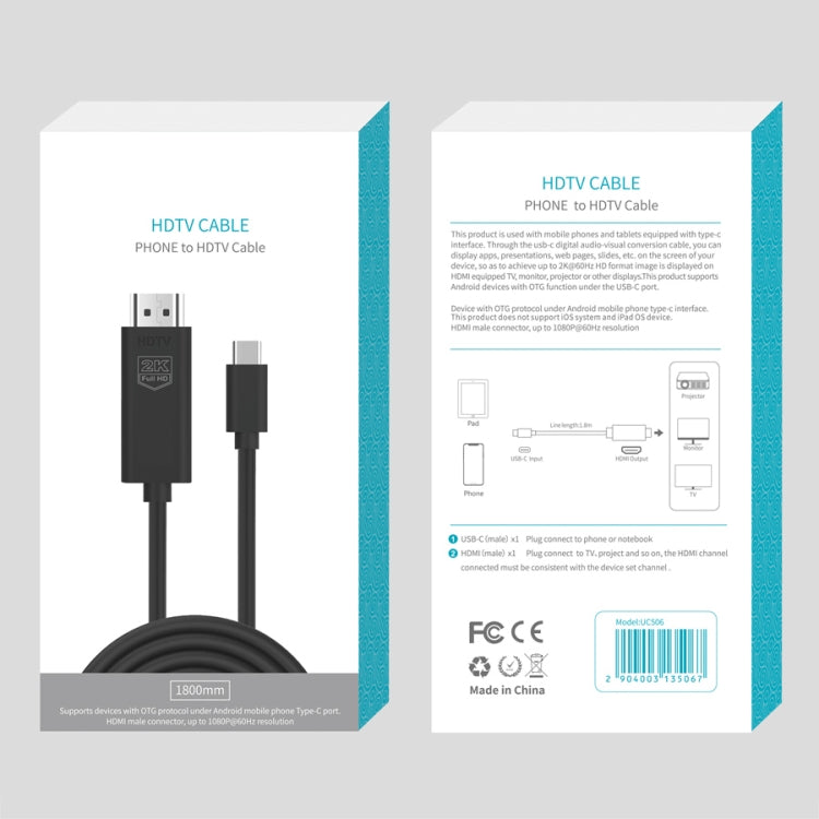 UC506 USB-C / Type-C to HDMI 2K 60Hz HDTV Cable