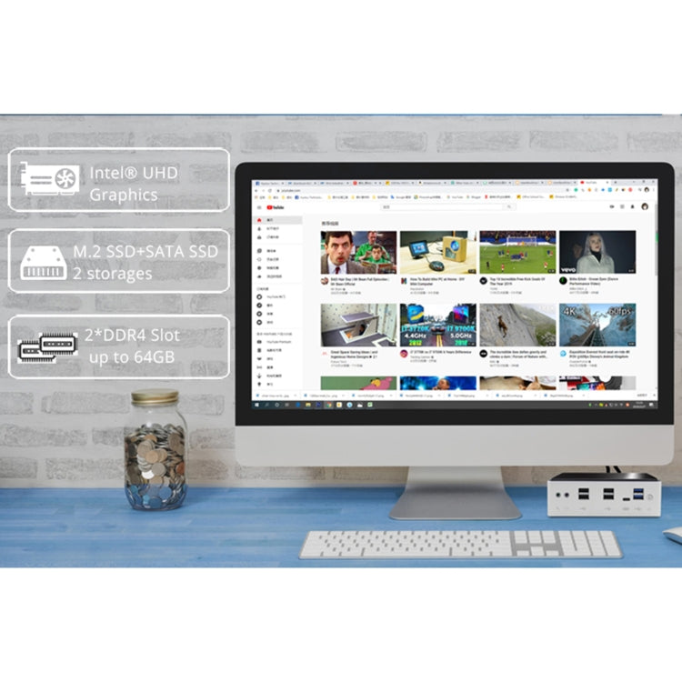 HYSTOU M3 Windows / Linux System Mini PC, Intel Core i7-10610U 4 Core 8 Threads up to 4.9GHz, Support M.2, 32GB RAM DDR4 + 1TB SSD