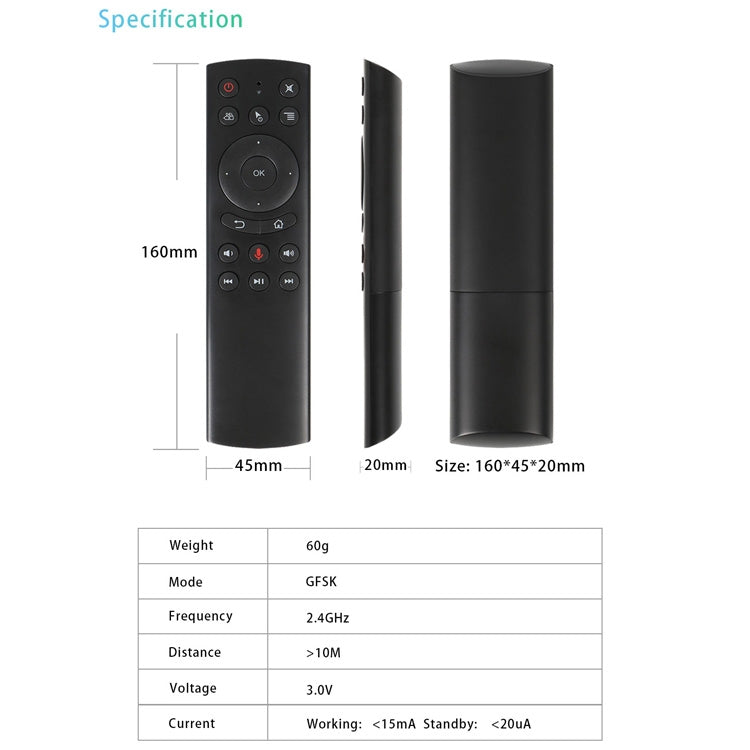 G20S 2.4G Air Mouse Remote Control with Fidelity Voice Input & IR Learning & 6-axis Gyroscope for PC & Android TV Box & Laptop & Projector