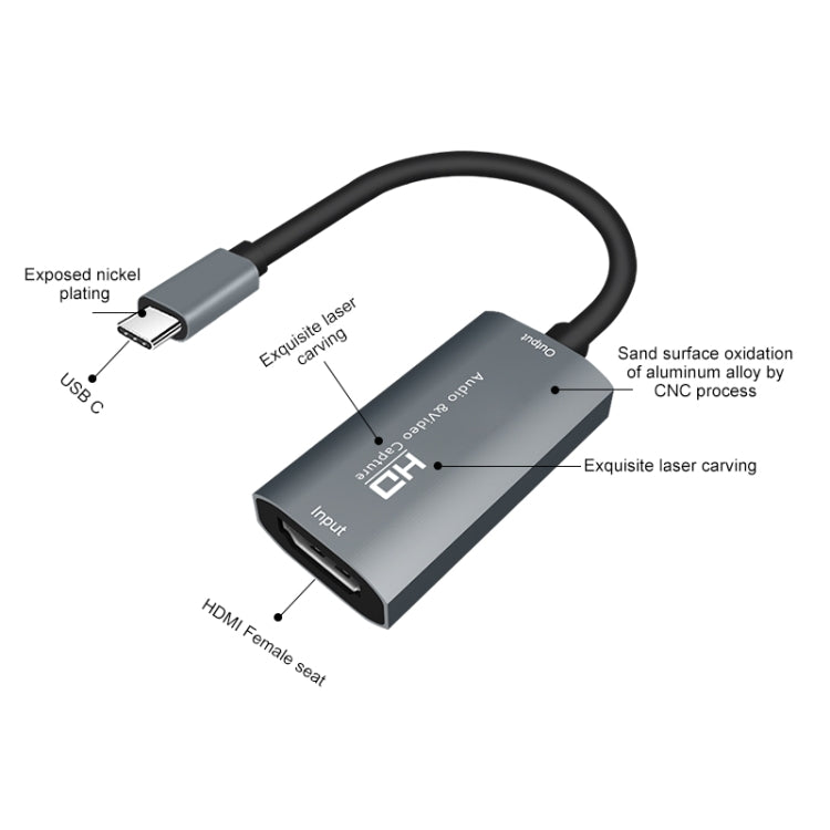 Z29A HDMI Female to USB-C / Type-C Male Video Audio Capture Box