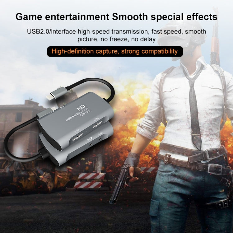 Z30A HDMI Female + Mic to HDMI Female + Audio + USB-C / Type-C Video Capture Box