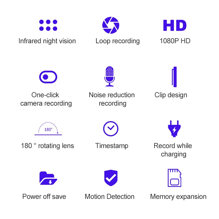 B18 Back Clip Design 1080P HD Camera Recording Pen, Support Motion Detection / Infrared Night Vision /180 Degrees Rotation Camera / TF Card