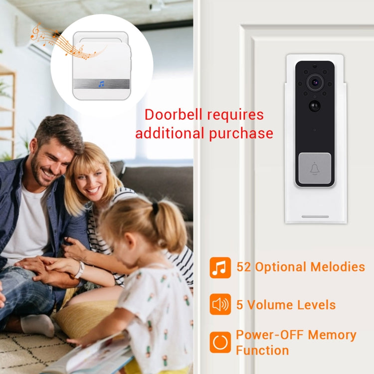 B10 52 Chimes 110dB Doorbell Receiver Low Power Consumption Home Door Tools, EU Plug, AC 90-260V, B10 White EU Plug