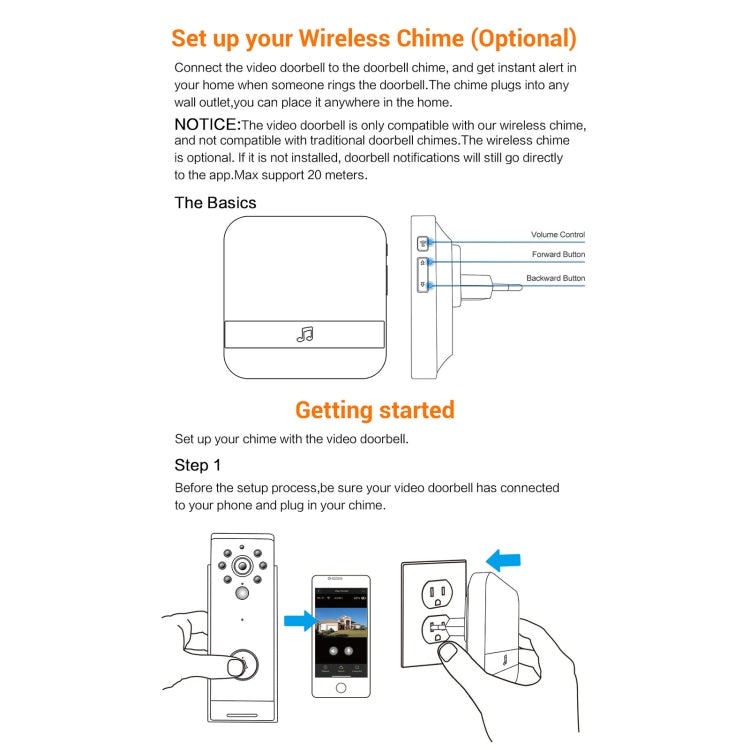 B10 52 Chimes 110dB Doorbell Receiver Low Power Consumption Home Door Tools, EU Plug, AC 90-260V, B10 White EU Plug