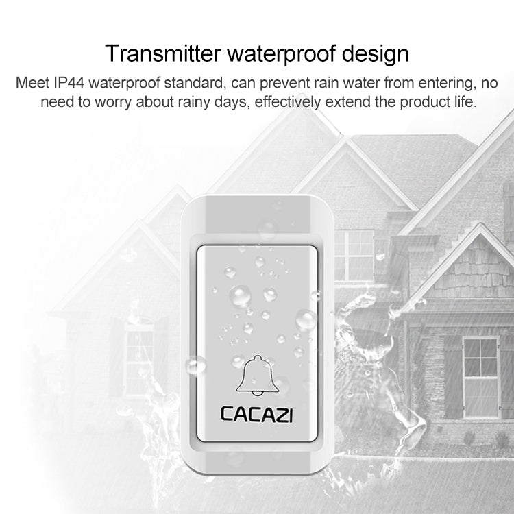 CACAZI V027G One Button One Receivers Self-Powered Wireless Home Kinetic Electronic Doorbell, UK Plug